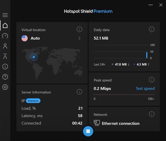 Hotspot Shield Premium Interface