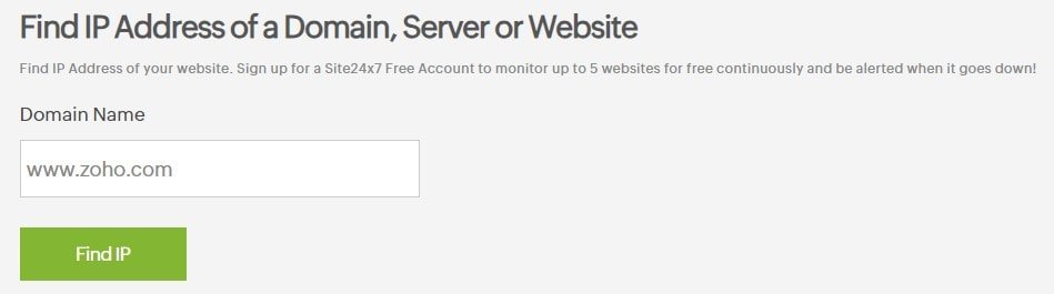 Site24x7 Find IP Address