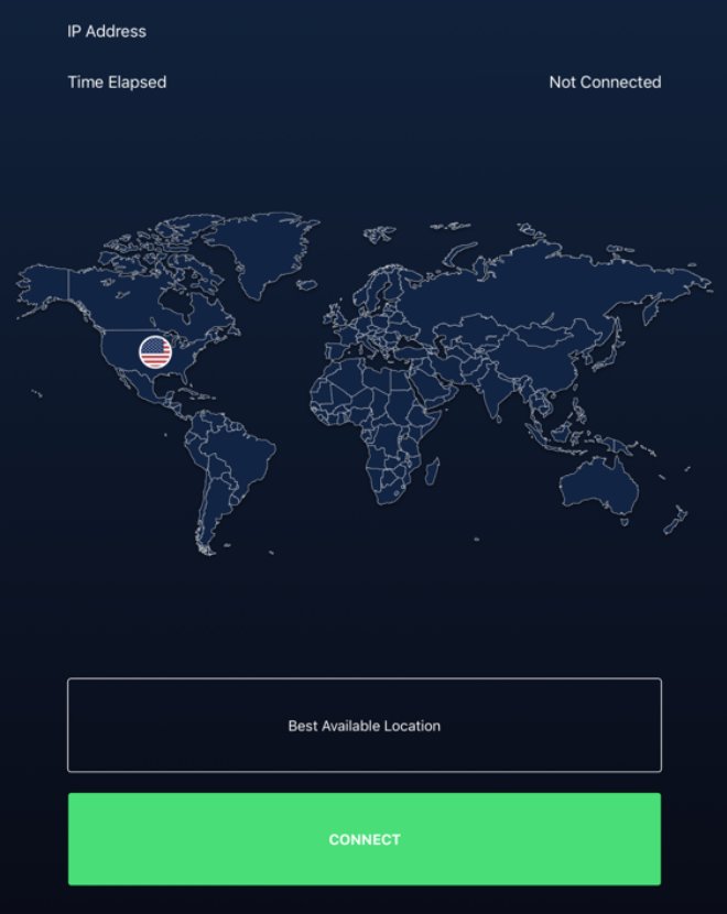 StrongVPN iPad Interface