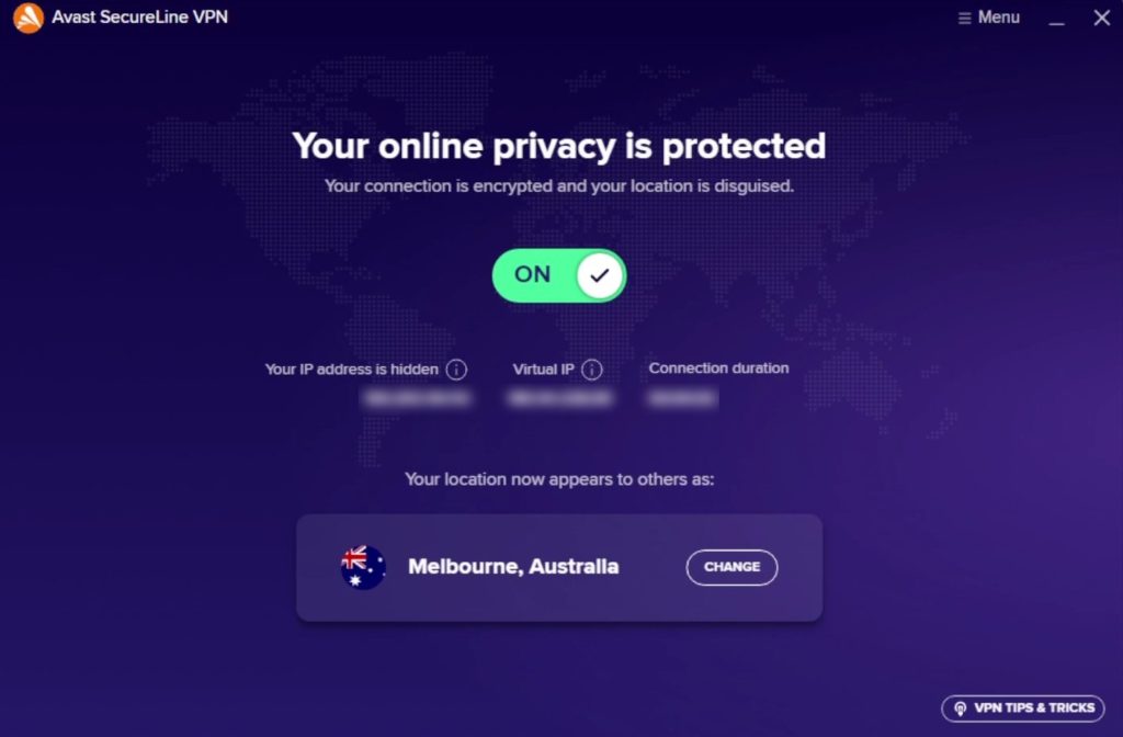 Avast SecureLine VPN Interface