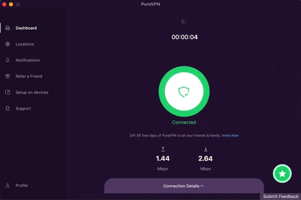 PureVPN Interface