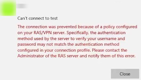 VPN Error 812 Windows 10