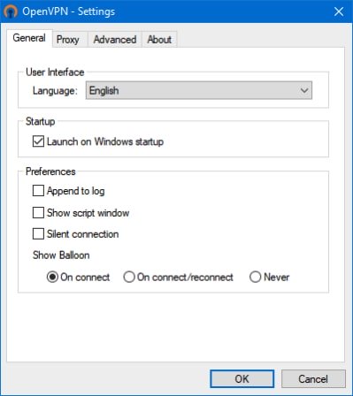 OpenVPN GUI Settings